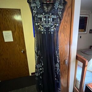 Embroidered Black Maxi Dress